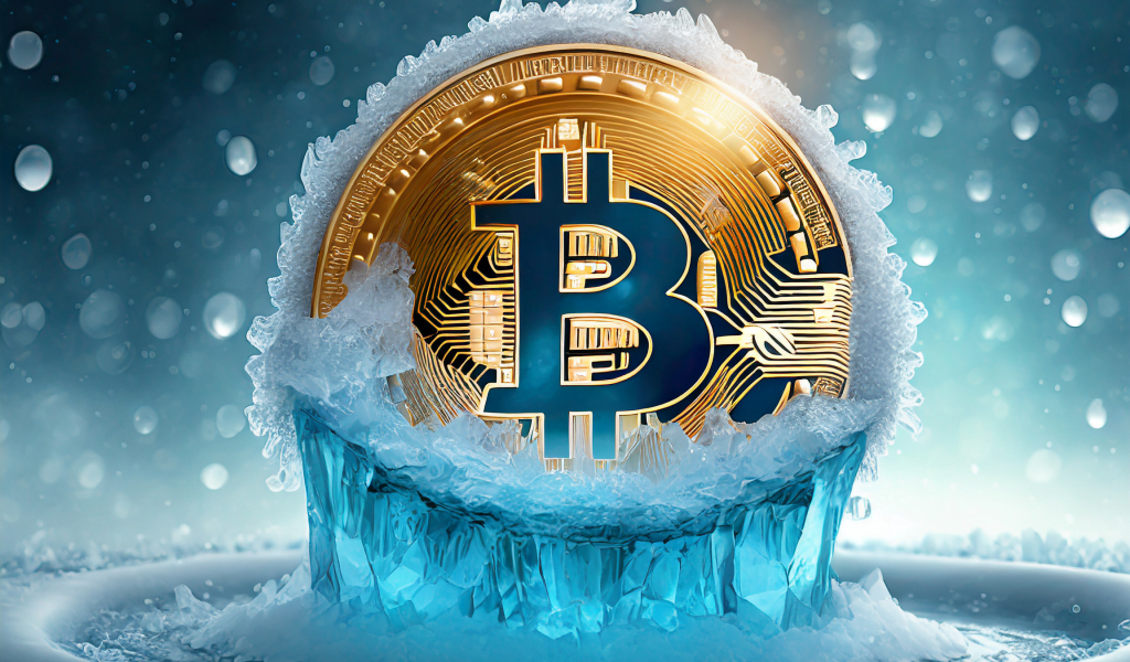 Firefly A Freezed Bitcoin Coin Melting The Ice Around It 13993