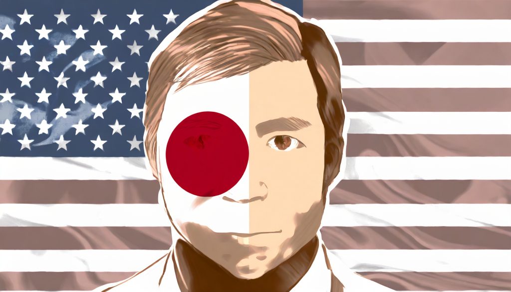 Firefly A Hidden Face Of A Japanesse Man Behind The American Flag 3313