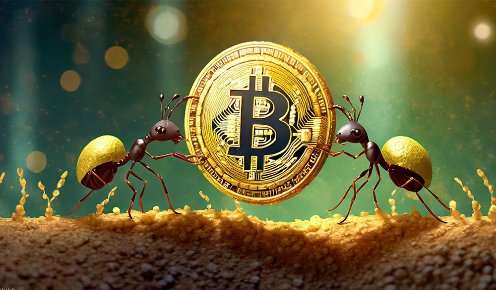 Firefly Ants Carrying A Bitcoin Coin 81580 (1)