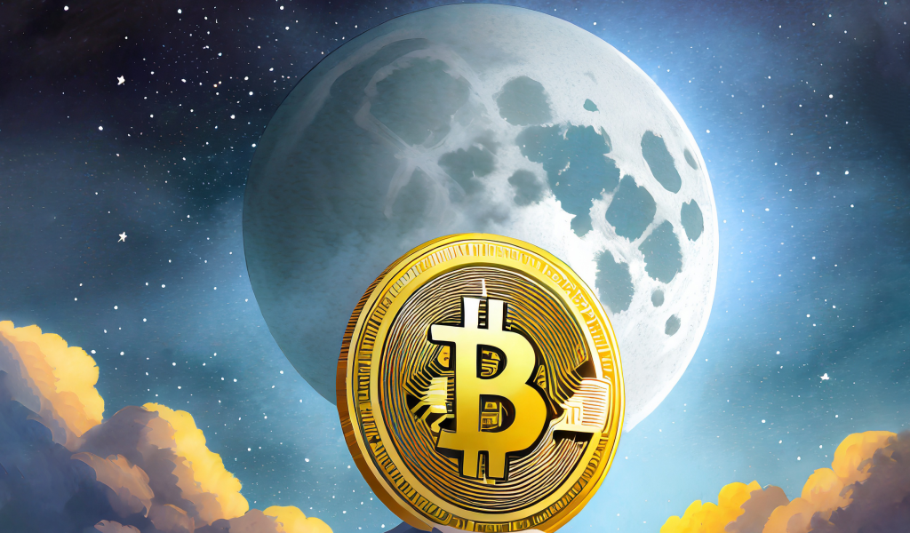 Firefly Bitcoin Coin Next To The Moon On The Sky 12054