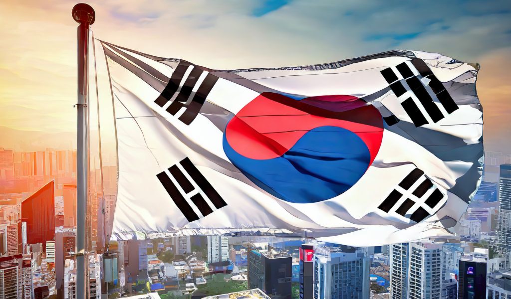 Firefly Korea Flag On Modern City Backgraound 61490