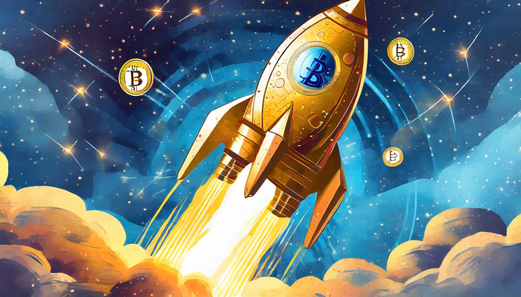 Firefly A Rocket To The Sky In Design Of A Bitcoin Coin 54353