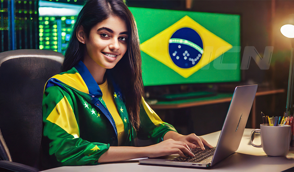 Firefly A Brazilian Beautiful Young Student Girl, Wearing A Brazilian Flag Outfit Learning Blockchai