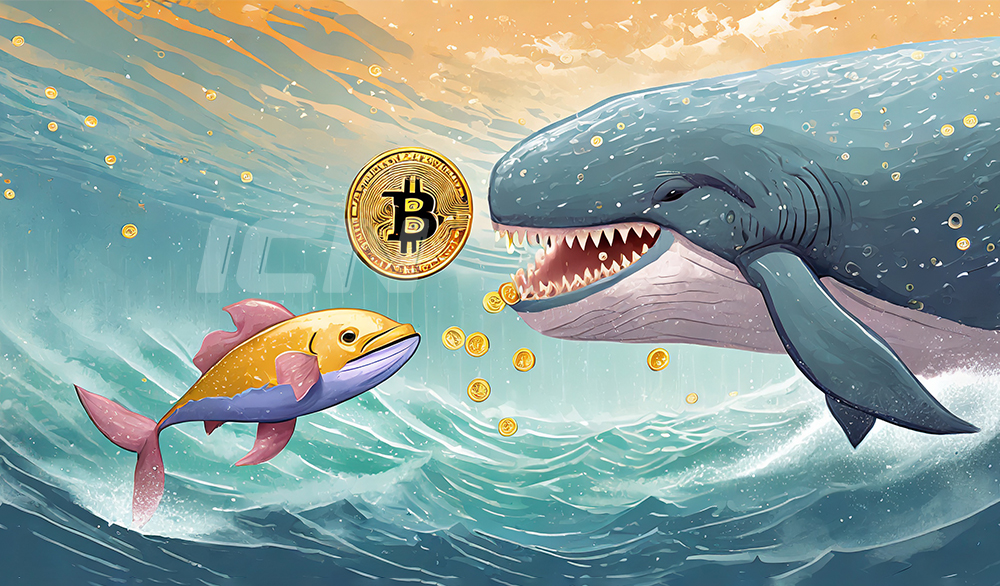 Firefly A Big Whale Giving A Bitcoin Coin To A Fish 64091
