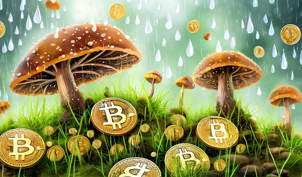Firefly A Lot Of Bitcoin Coins Coming Out From Grass Like Mushrooms After Rain 38837