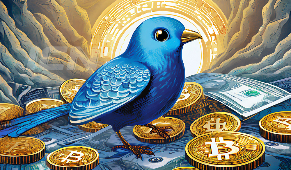 Firefly A Blue Bird Surrounded By Bitcoin Coins, Dollars, Credit Cards 40862