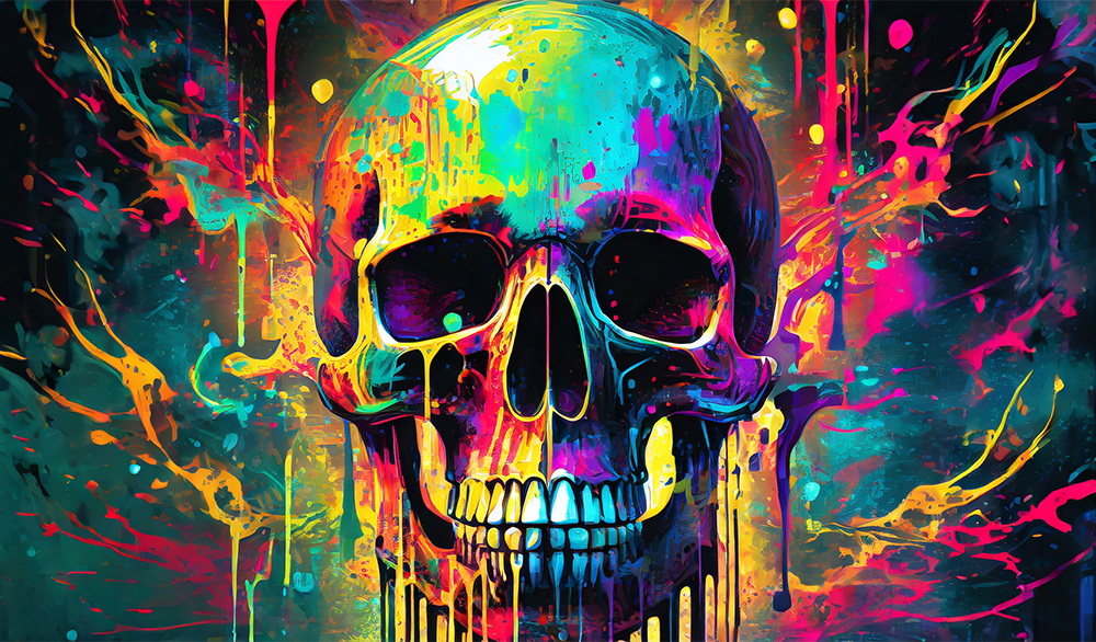 Firefly A Liquid Skull, Colorful Paint, Hyper Detailed, Realistic 16090