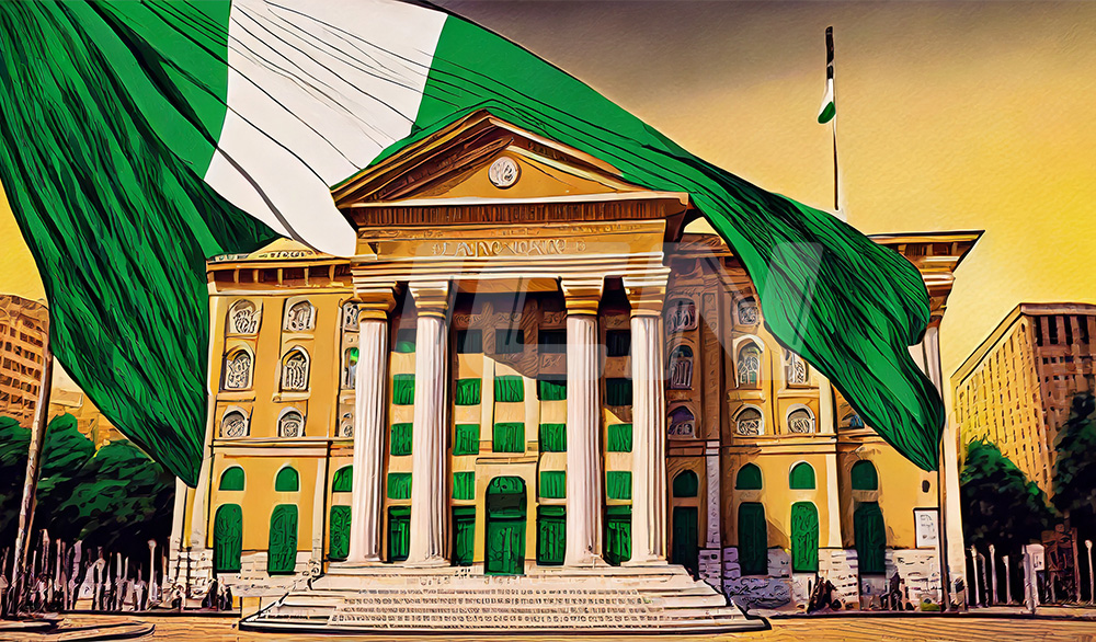 Firefly A Central Bank In Downtown, Nigeria Flag Ouside 61786