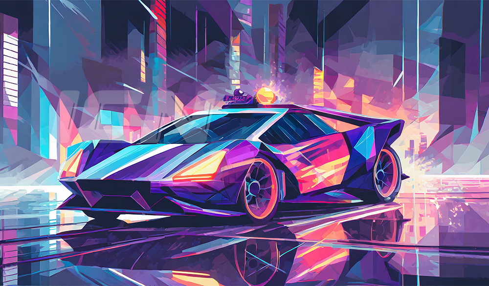 Firefly Car Of The Future, Rain Of Fire Fantasy Cyberpunk Synthwave Vaporwave Science Fiction Psyche