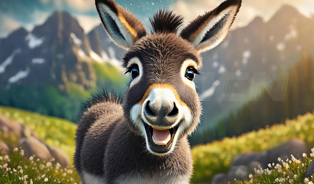 Firefly A Baby Donkey, Realistic, Googly Eyes, Happy Face, Big Laugh, Showing Teeth 11472