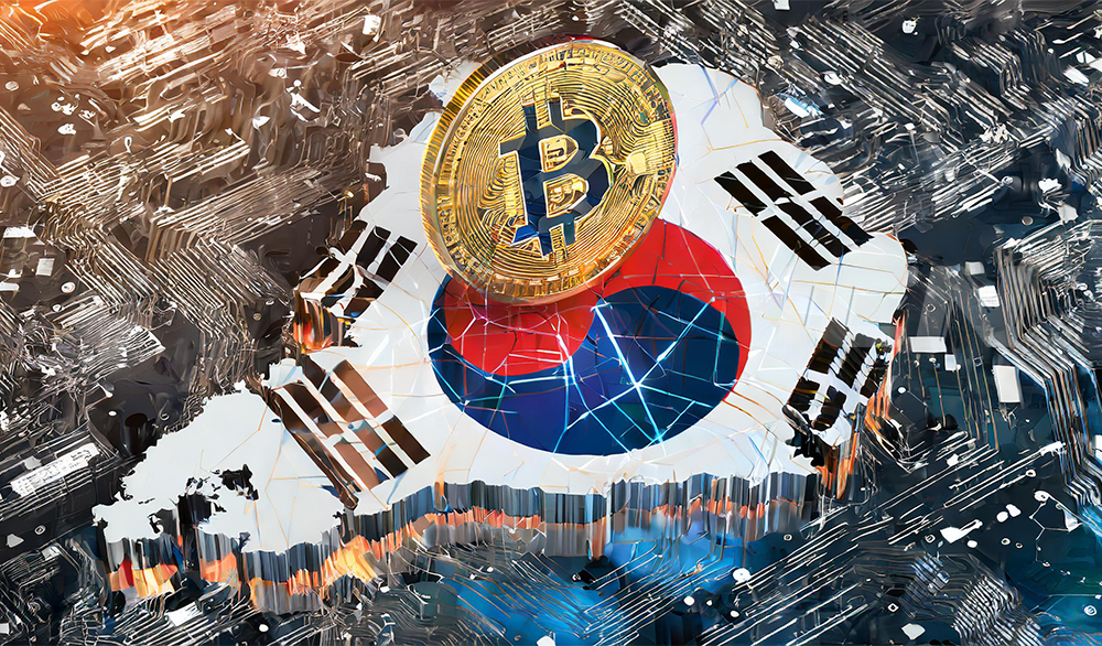 Firefly South Korea Map, With Its Flag Over It With Bitcoin Coin Elements 49797