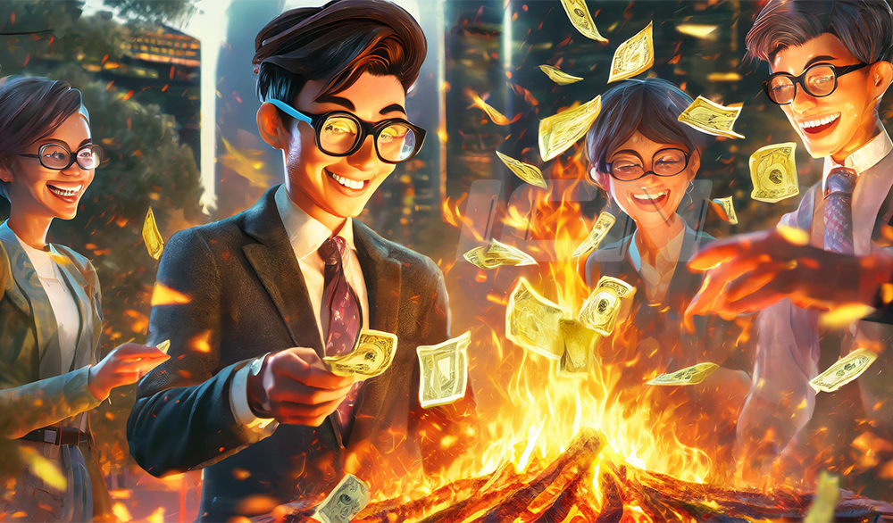 Firefly People With Glasses Around A Fire, Throwing Money In The Fire 42405