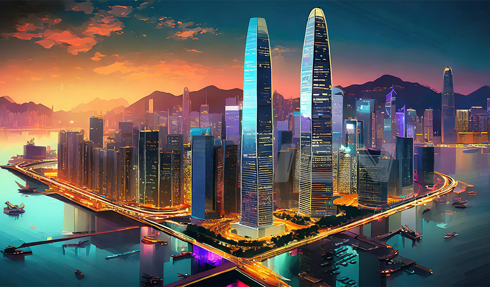 Firefly Hong Kong Financial Center, Glass Towers Buildings 57462