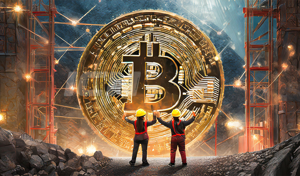 Firefly Mine Workers Celebrating In Front Of The Gate Of The Mine, A Bitcoin Coin Element 38145