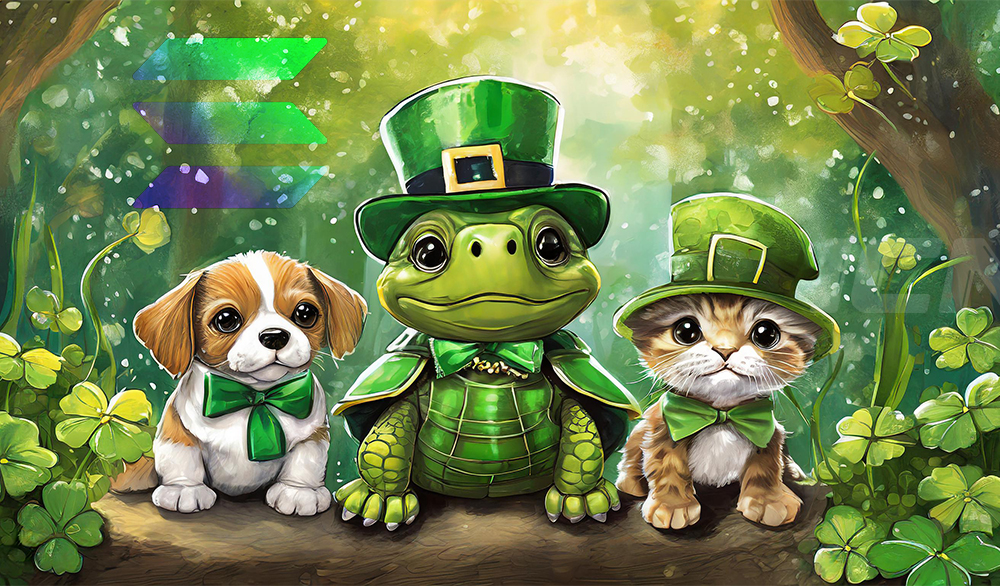 Firefly A Turtle, A Kitten, And A Puppy, Dressed Up For St. Patrick's Day And Ready For The Big Para