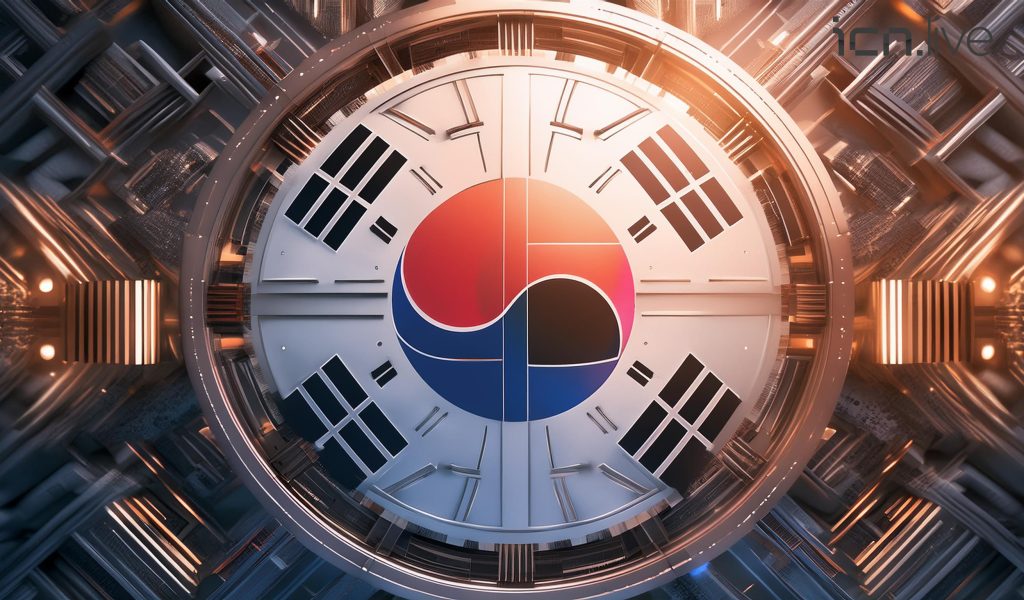 Firefly South Korea Flag Digitalized, Tech Style, Geometric, Futuristic Design 20177