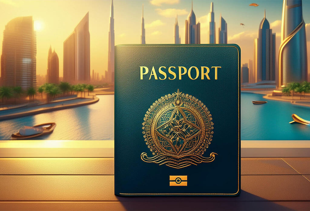 Firefly A Passport Document With Dubai Background 68546 (1)