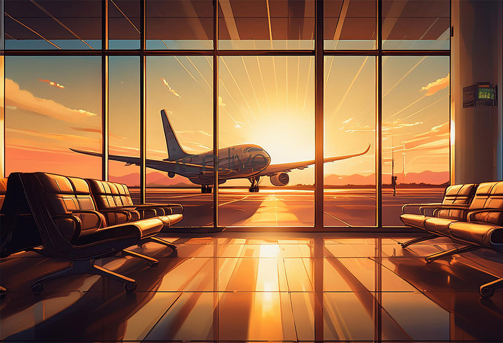 Firefly An Airport Lobby With A Plain Taking Off And Its Glass Window 22725 (1)