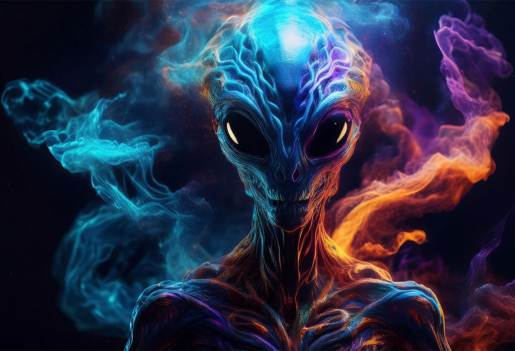 Firefly A 3d Render Of An Alien Made Out Of Various Colors Of Smoke 97917c (1)