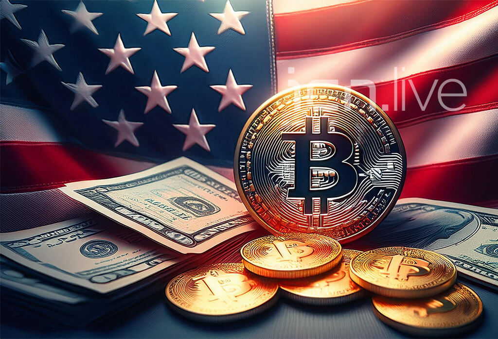 Firefly American Flag, Bitcoin With Dollar Bills, Financial Debts Concept 91661 (1)