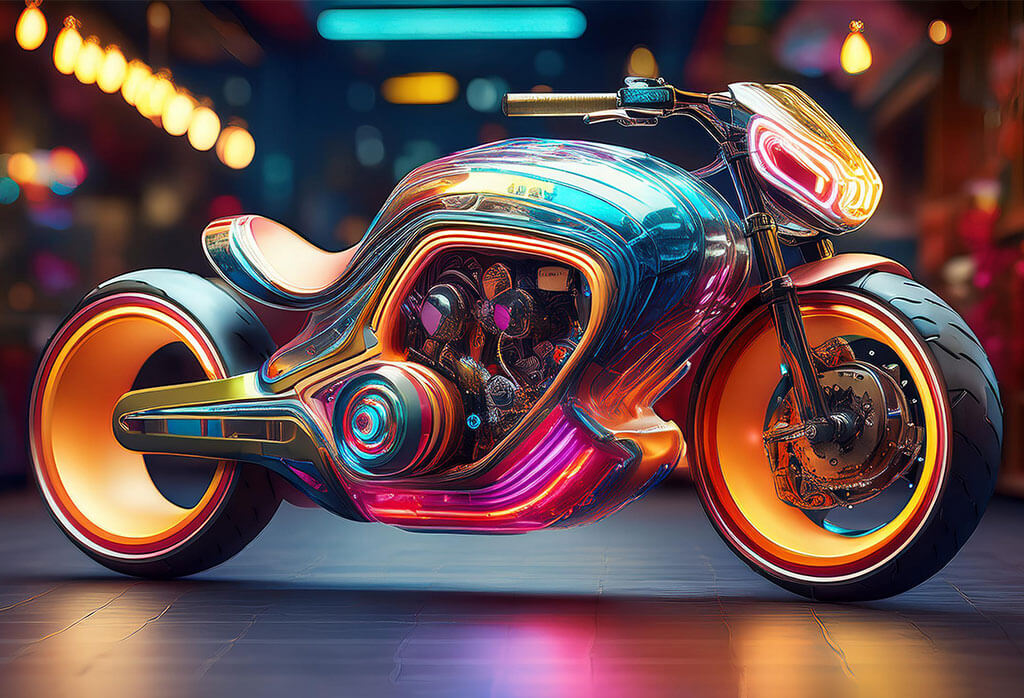 Firefly Make A Heavy Bike Model Of 2050 With Colorful Store Of That Bike And Lights Are Everywhere 1d (1)