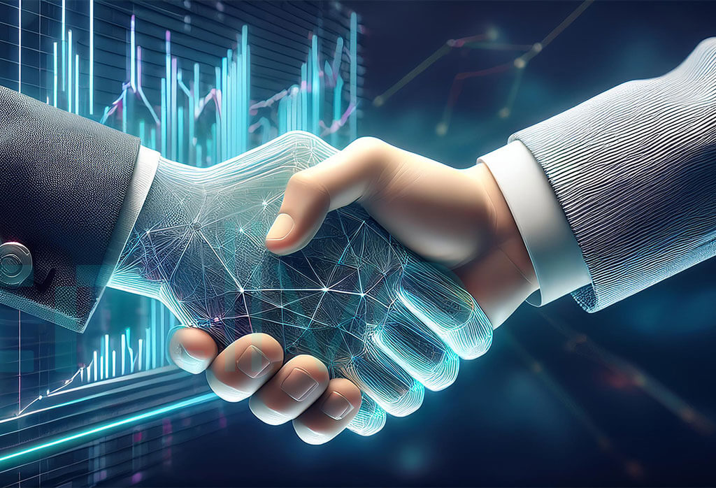 Firefly Shaking Hands, Business Deal, Partnership, A Chart With A Digital Assets In The Background 6 (1)